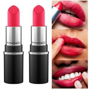 NEW 2× MAC Mini Matte Lipstick in Relentlessly Red